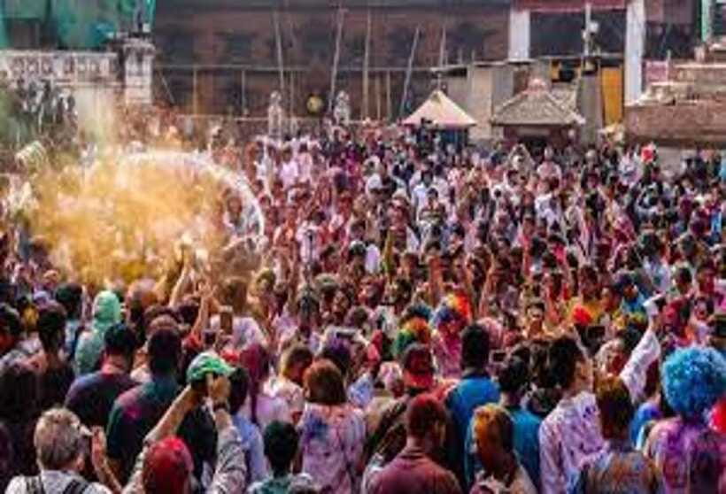 Kathmandu Durbar Square | Holi Festival Celebration 2 March - Music, Dancers, and Street Food During the Celebration