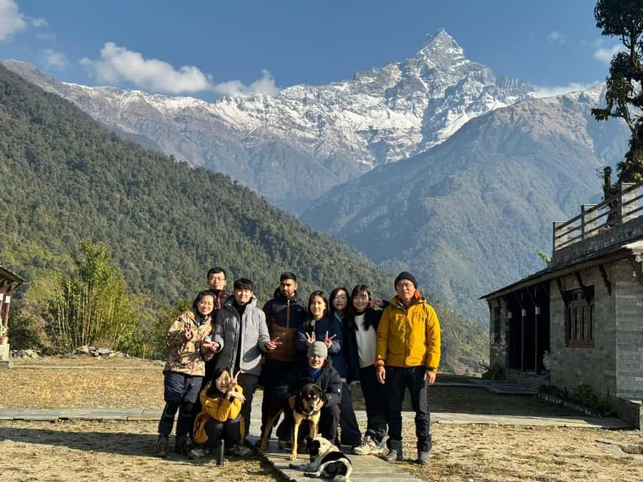 Pkr. Backpacker Group Dep.: 4 Day Mardi Himal Base Camp Trek - Day 2 Forest Camp to High Camp, 3,550m: the tree line fades, and the peaks start getting louder