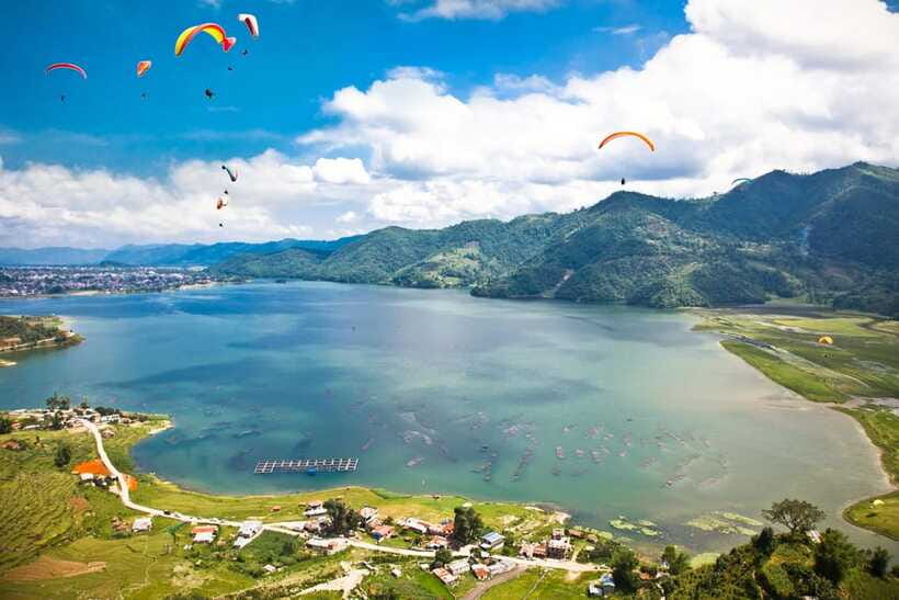 Pokhara Paragliding - Landing near Lakeside, then you get the photos and video