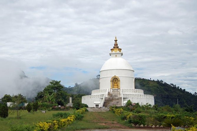 The World Peace Pagoda in Pokhara - World Peace Pagoda details: Nipponzan Myohoji and Buddha in four directions